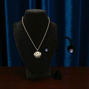Gold Evil Eye Necklace and Earring Set